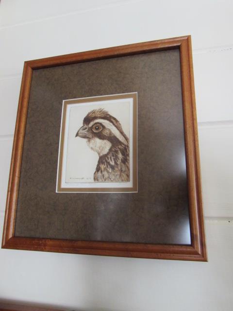 (2) Custom Framed Double Matted Etchings by D.