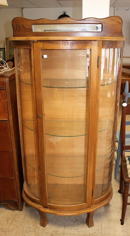 Curved Glass Curio Cabinet-No Key