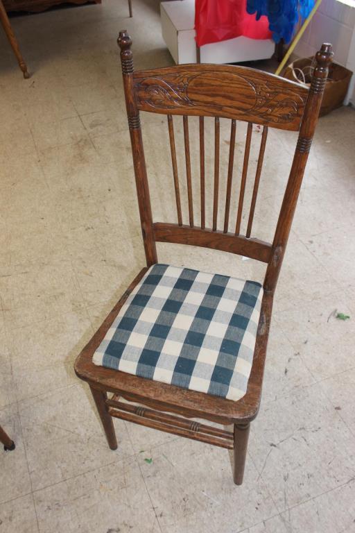 (2) Pressed Back Chairs w/Upholstered Seats