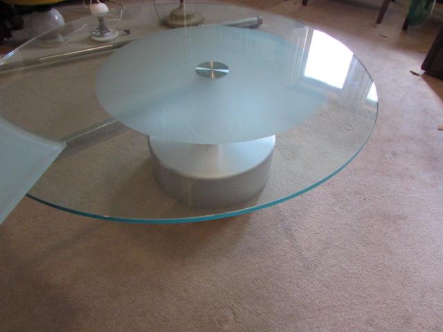 Round Glass & Chrome Coffee Table with Swivel