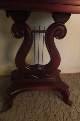 Victorian-Style Marble Top 1-Drawer Lyre-Base End