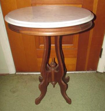 Victorian-Style Marble Top Table--22" x 17 1/2",