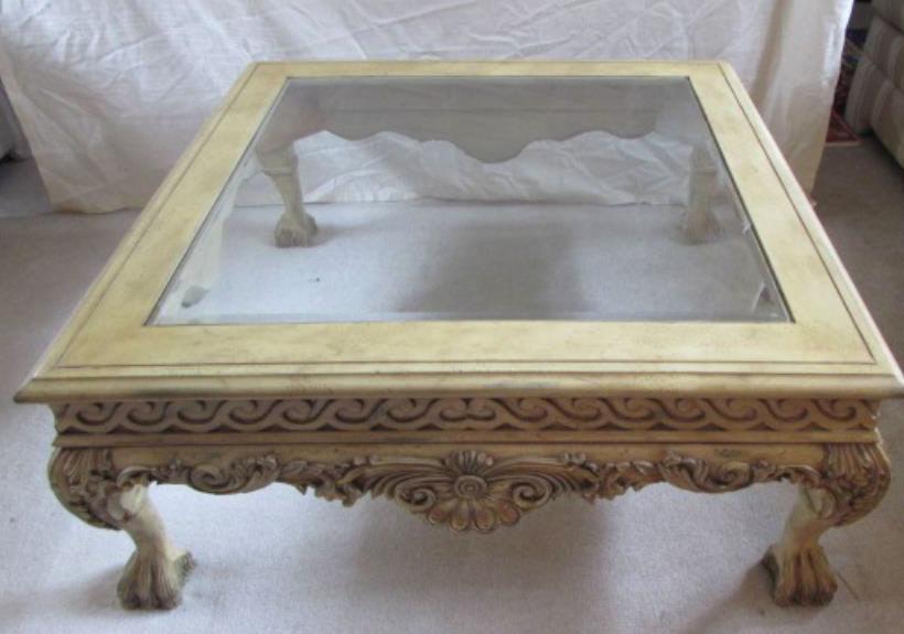 Coffee Table with Glass Insert Top--40" Square,