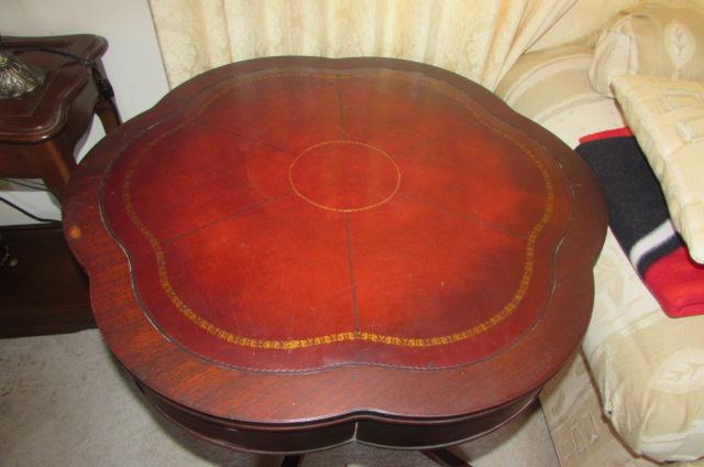 Mahogany End Table with Leather Top--28 1/4"