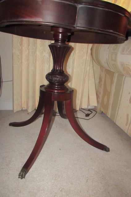Mahogany End Table with Leather Top--28 1/4"