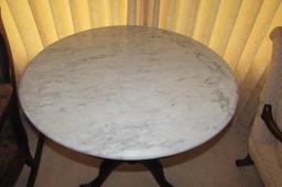 Marble Top Pedestal End Table--31" Diameter, 32"