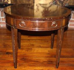 Round One-Drawer End Table- 26" Diameter, 22" High