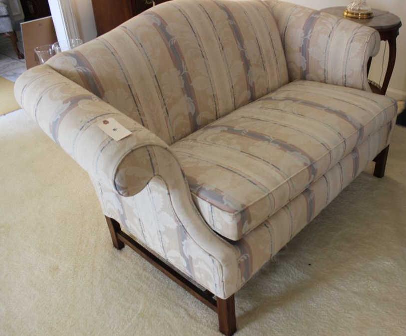 Upholstered Chippendale-Style Loveseat,  60" Long