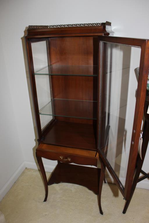 Curio Cabinet w/Adjustable Glass Shelves, Carved