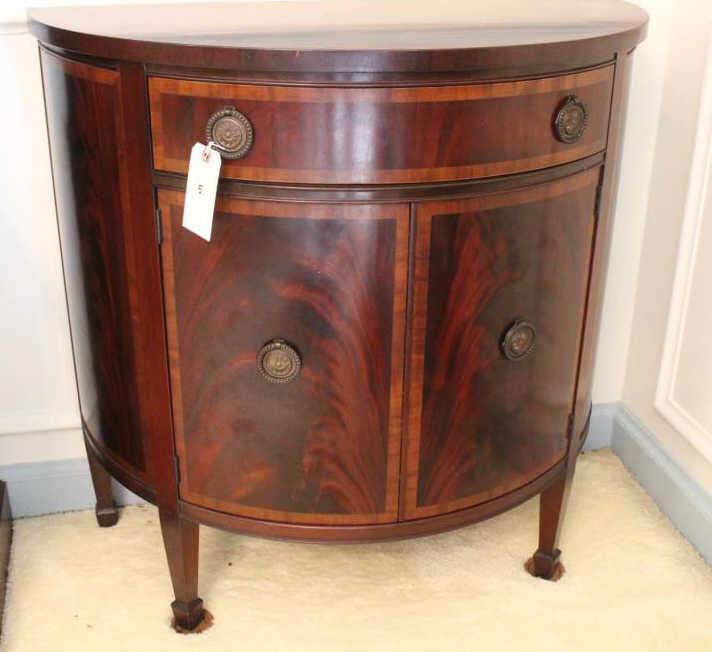 Mahogany Sheraton-Style Demi Lune Console Table--