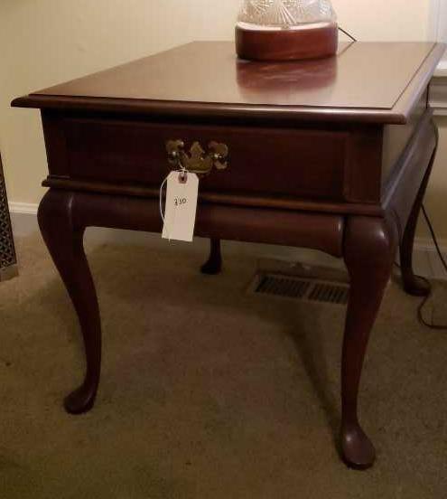 Queen Anne One-Drawer End Table, Brass