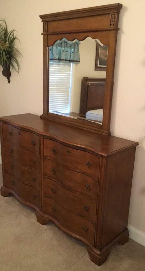 Triple Serpentine-Front Dresser with Mirror