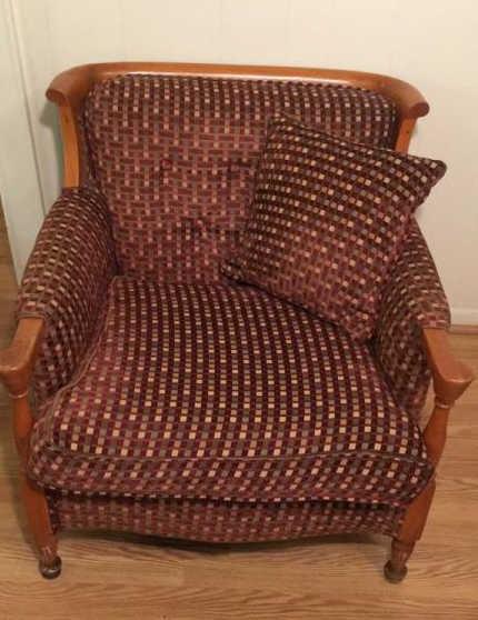 Vintage Wood & Upholstered Chair