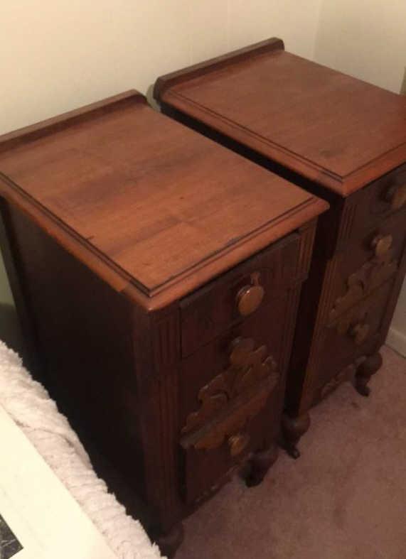 (2) Depression Era 3-Drawer Night Stands