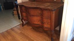 Antique Tiger Oak Serpentine Front Dresser with