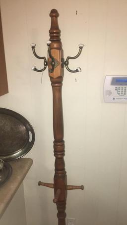 Wooden Coat & Hat Rack  73 1/4" H