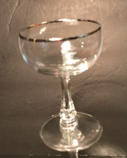 (9) Stems of Crystal with Silver Rim--(8) Water,