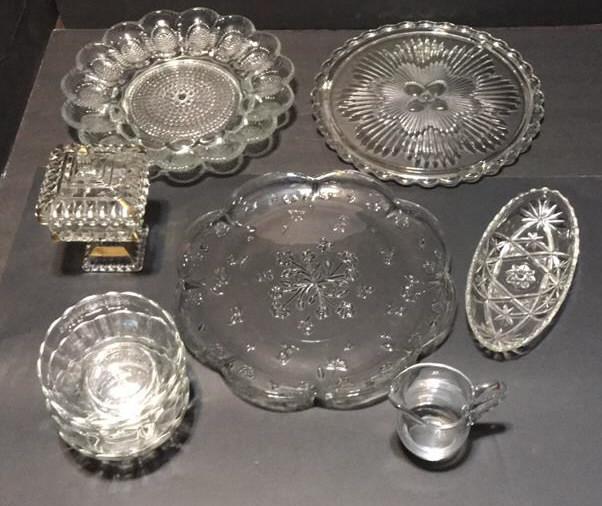Assorted Glassware: Cake Plates, Covered Candy