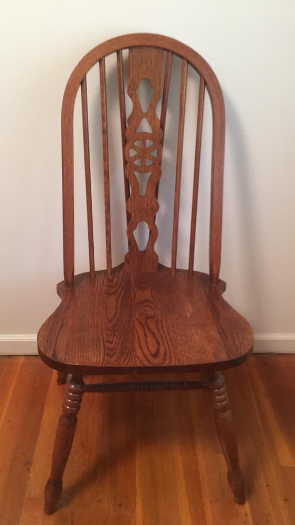 Oval Pedestal Dining Table and Six Matching