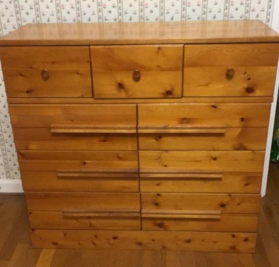 Vintage Pine Chest of Drawers--36" x 14", 34" High