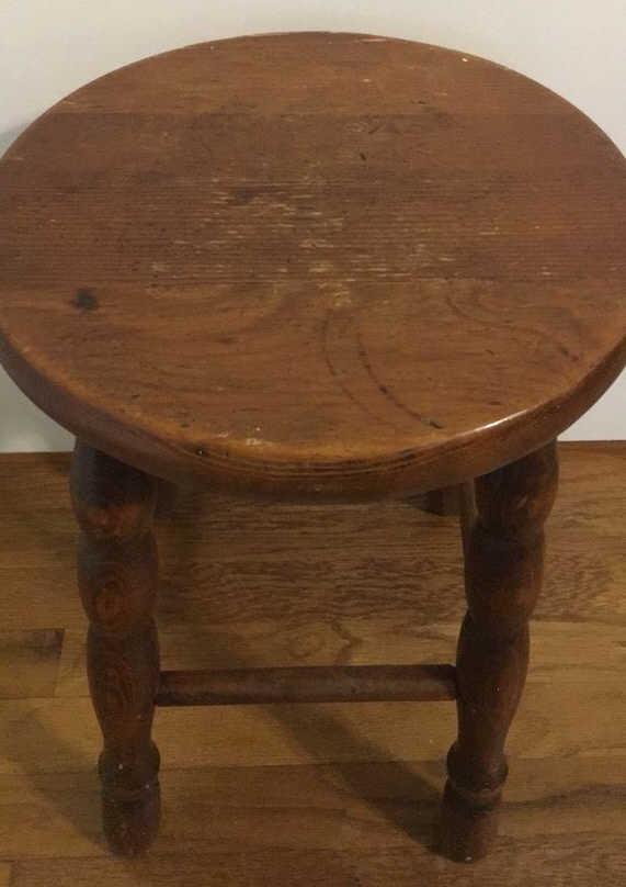 Wooden Stool with Turned Legs