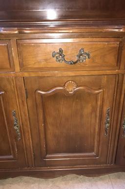 French Provincial Style Hutch, Brass Hardware,