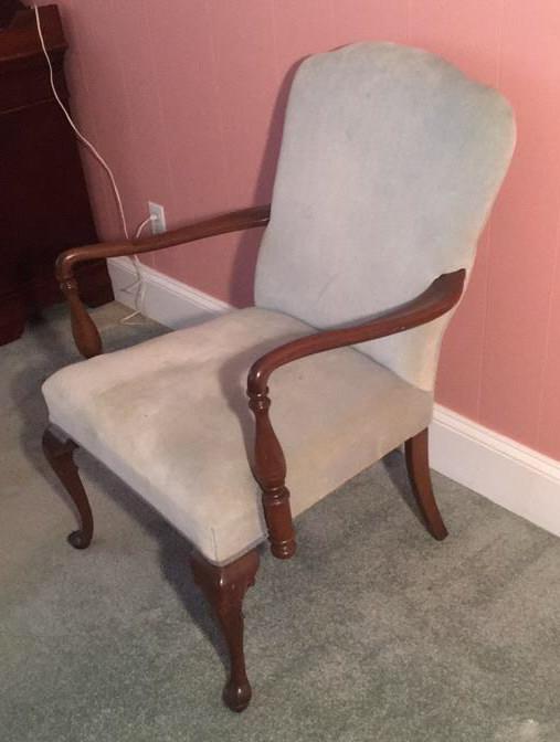 Vintage Upholstered & Wooden Chair with