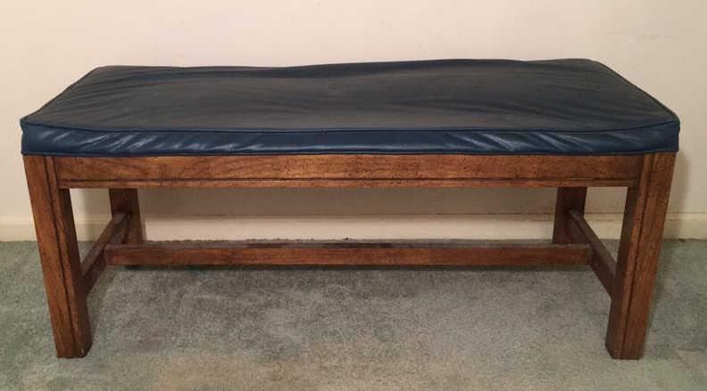 Wooden Bench with Vinyl Upholstered Seat--