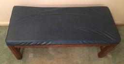 Wooden Bench with Vinyl Upholstered Seat--