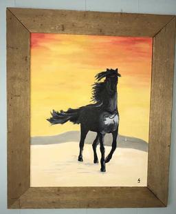 Framed Oil Painting—Horse—21 1/2” x 25 1/2”