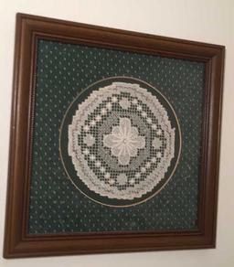 (2) Framed & Matted Hand-Crocheted Doilies--