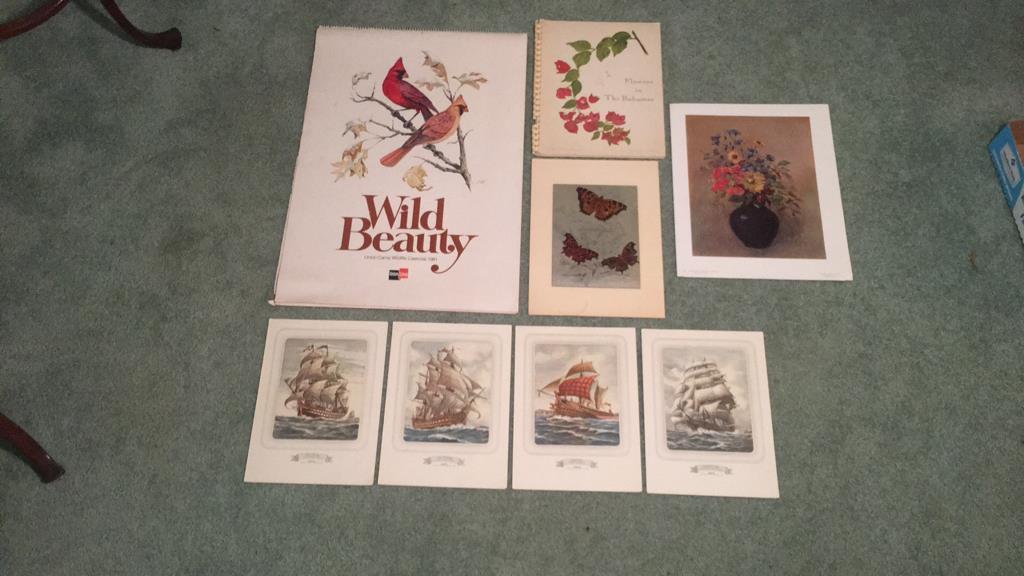 Assorted Unframed Prints & 1981 Calendar