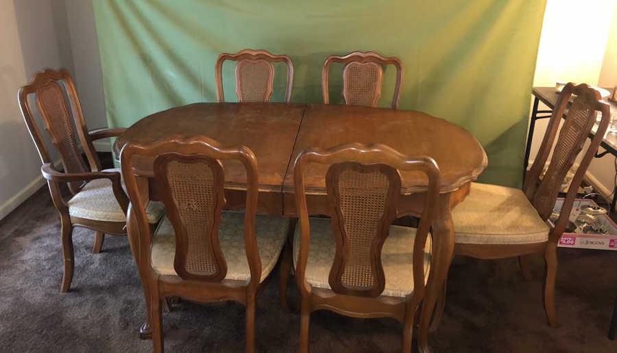 French Provencial-Style Dining Table & 6 Chairs