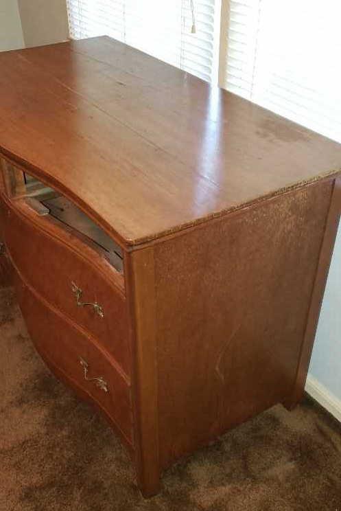 Bow Front Oak Dresser (missing top 2 drawers)