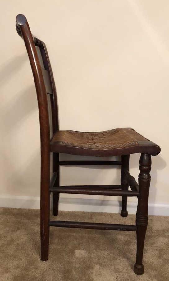 Set of (4) Mahogany Dining Chairs with Rush Seats-