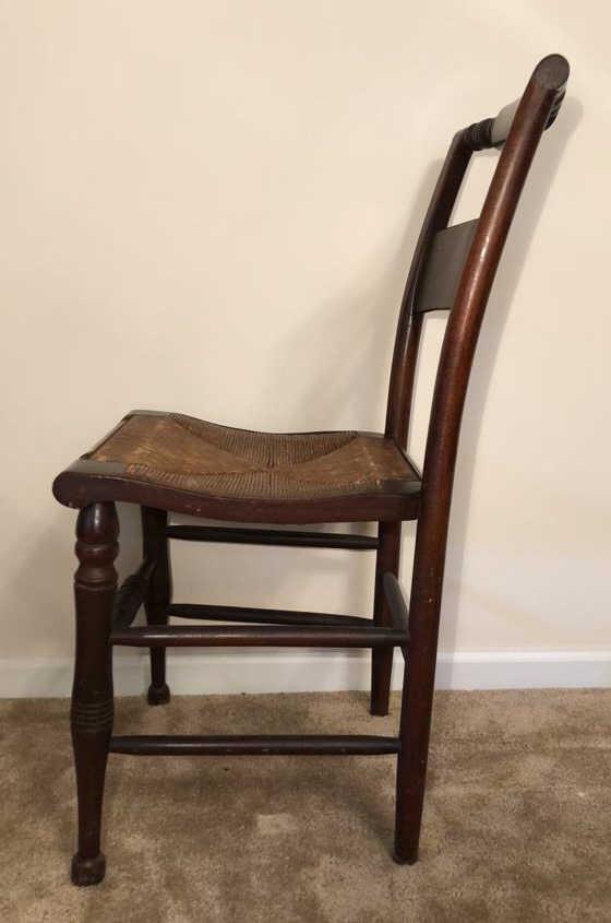 Set of (4) Mahogany Dining Chairs with Rush Seats-