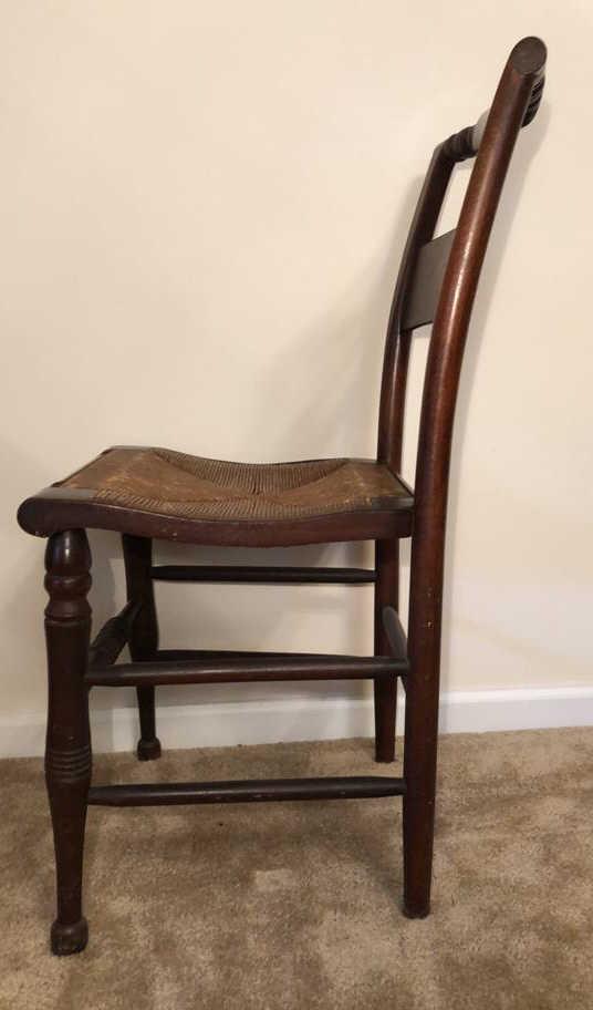 Set of (4) Mahogany Dining Chairs with Rush Seats-