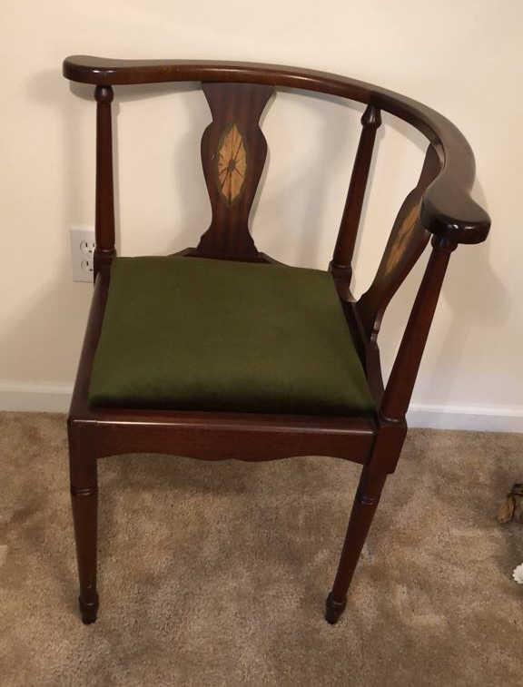 Corner Chair with Inlaid Design