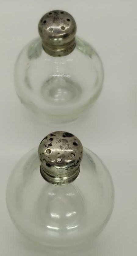 (6) Glass Salt/Pepper Shakers w/Sterling Tops