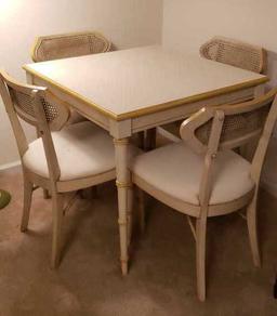 Game Table & (4) Cain Back Chairs