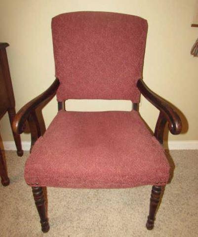 Vintage Wood & Upholstered Chair with
