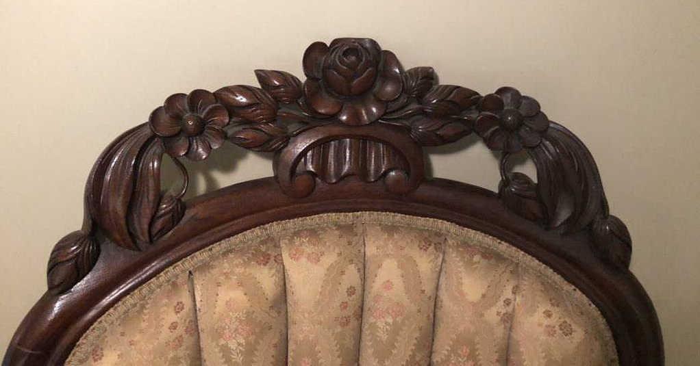 Carved Victorian Gentleman's Chair with Tufted