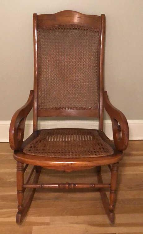 Antique Rocking Chair with Cane Seat and Back