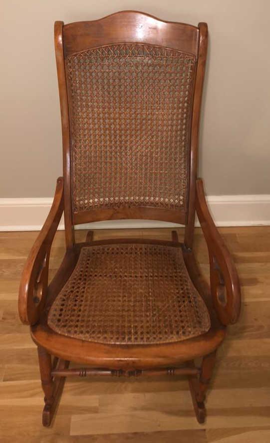 Antique Rocking Chair with Cane Seat and Back