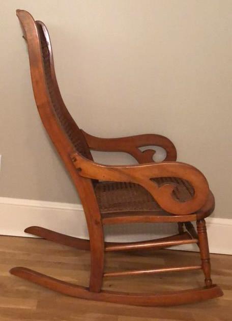 Antique Rocking Chair with Cane Seat and Back