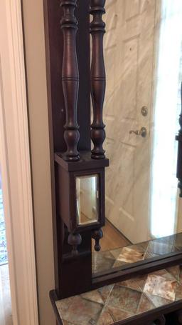 Hand-Carved Black Forest Pier Mirror with Beveled