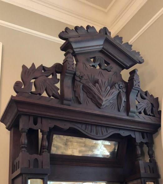 Hand-Carved Black Forest Pier Mirror with Beveled