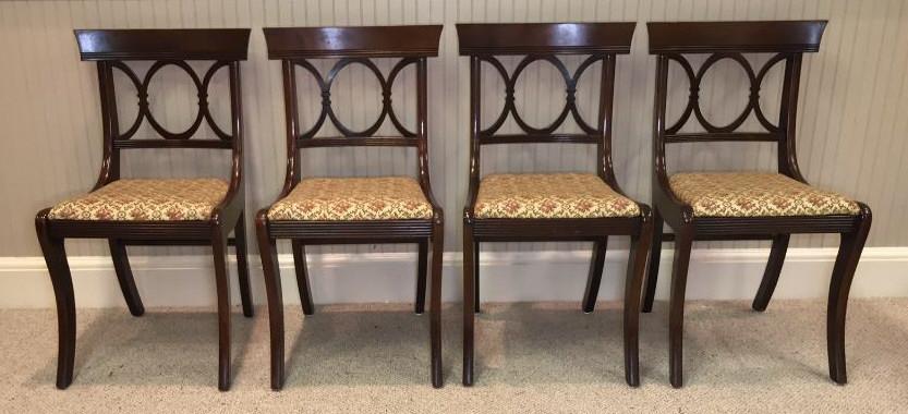 Set of (4) Mahogany Sheraton Style Dining Chairs--