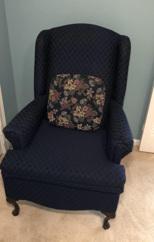 Queen Anne-Style Wing Chair--Mataches Lot 28