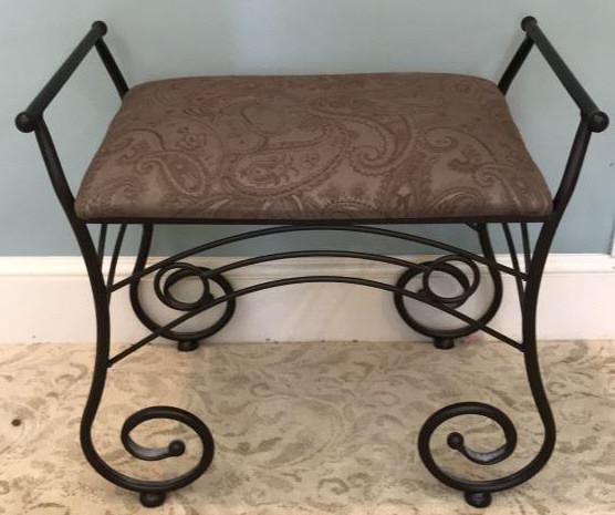 Metal Vanity Bench With Upholstered Seat -